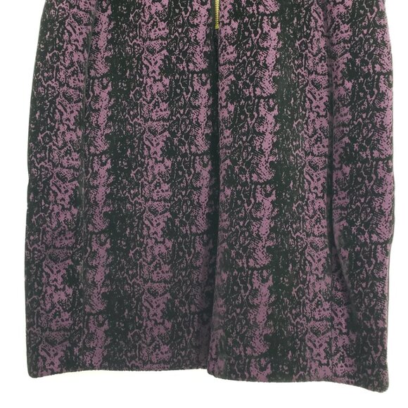 Calvin Klein Sheath Dress 12 Flocked Velvet Abstract Snake Skin Purple Black - Picture 10 of 12